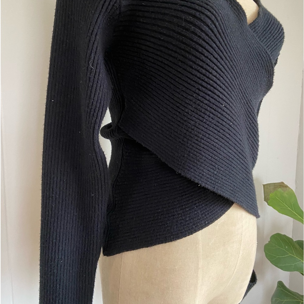 Anthropologie Black Wrap Top - Picture 2 of 7